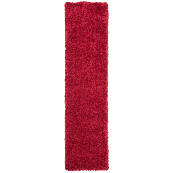 SAFAVIEH Madrid Shag Red 2 ft. x 8 ft. Solid Runner Rug