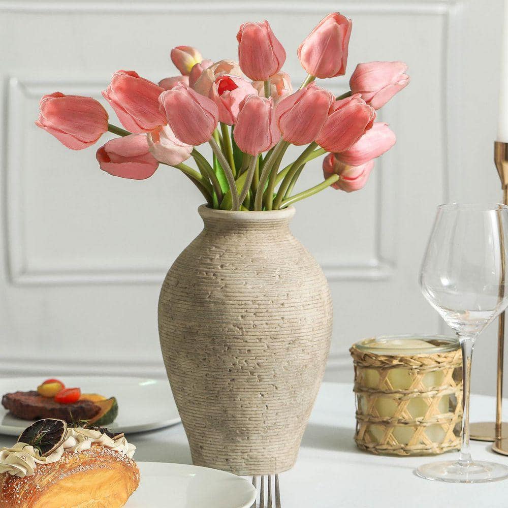 9 in. Retro Ceramic Round Flower Vase Home Decorative Vase LSWZ83W