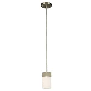 Ciara Springs 5.13 in. W x 51.63 in. H 1-Light Brushed Nickel Mini Pendant Light with Frosted Glass Shade