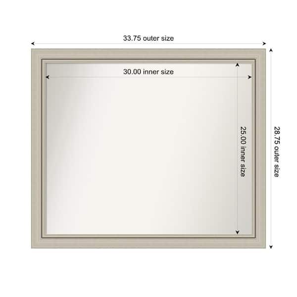 Amanti Art Romano Silver Narrow 33.75 in. x 28.75 in. Custom Non-Beveled Wood Framed Bathroom Vanity Wall Mirror