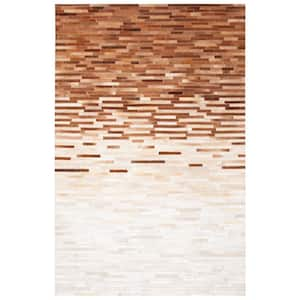 Studio Leather Ivory Brown 4 ft. x 6 ft. Distress Area Rug