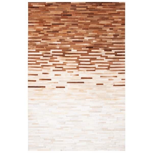 SAFAVIEH Studio Leather Ivory Brown 4 ft. x 6 ft. Distress Area Rug