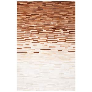 Studio Leather Ivory Brown 8 ft. x 10 ft. Distress Area Rug