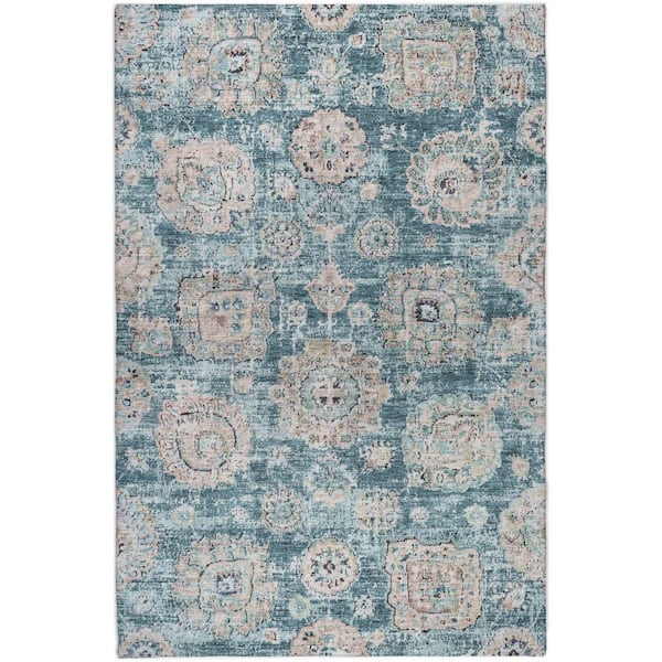 Dream Shag Premium Machine Washable Abstract ADS634 Teal 10 ft. x 14 ft. Area Rug