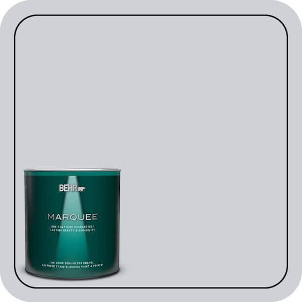 BEHR MARQUEE 1 qt. #MQ3-61 Moonlit Snow One-Coat Hide Semi-Gloss Enamel Interior Paint & Primer