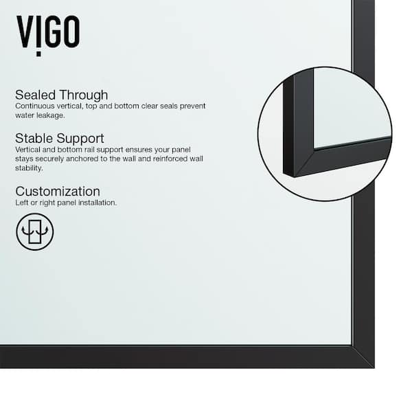 Divide 34 in. W x 74 in. H Framed Fixed Shower Screen Door in Matte Black with 3/8 in. (10mm) Clear Glass