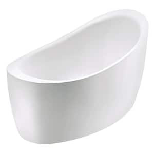 Aqua Eden 52 in. x 27 in. Acrylic Freestanding Soaking Bathtub in White with Drain and Integrated Seat