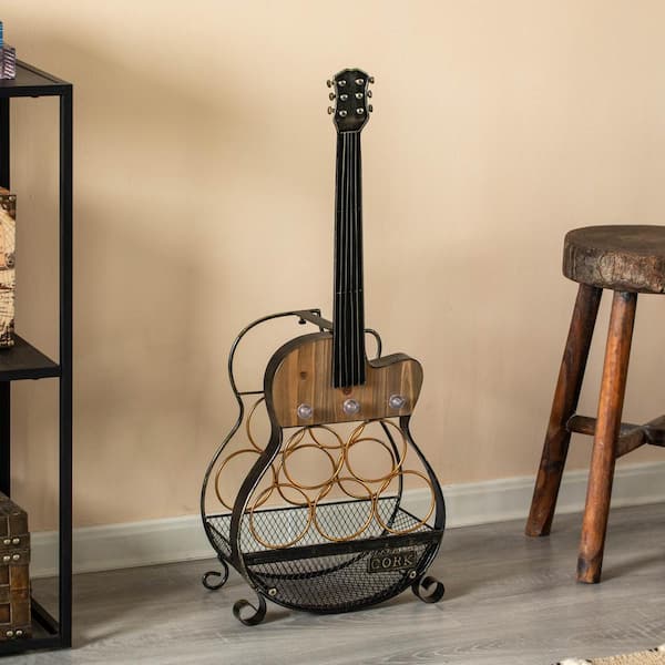 Vintiquewise Guitar Shape 5-Bottle Wine Rack - Vintage