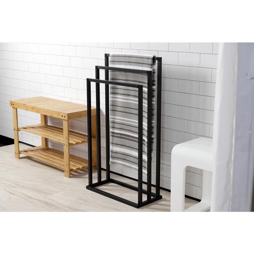 Matte Black Steel 3-Tier Freestanding Towel Rack
