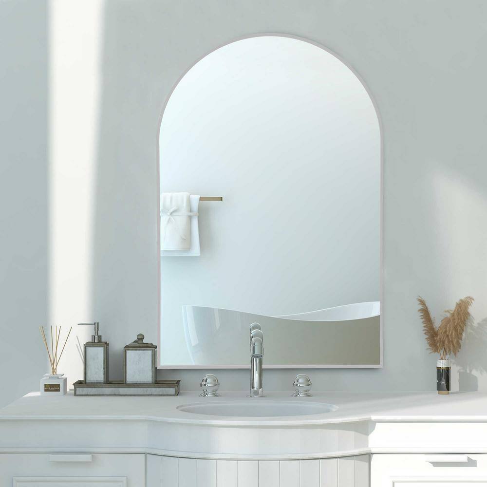 Dovelina 24 in. W x 36 in. H Arched Wall Mirror Silver Bathroom Vanity ...