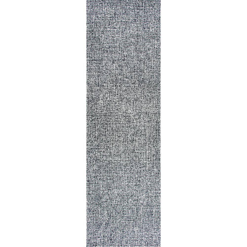 London Black/White 3 ft. x 8 ft. Solid/Tweed Wool Runner Rug