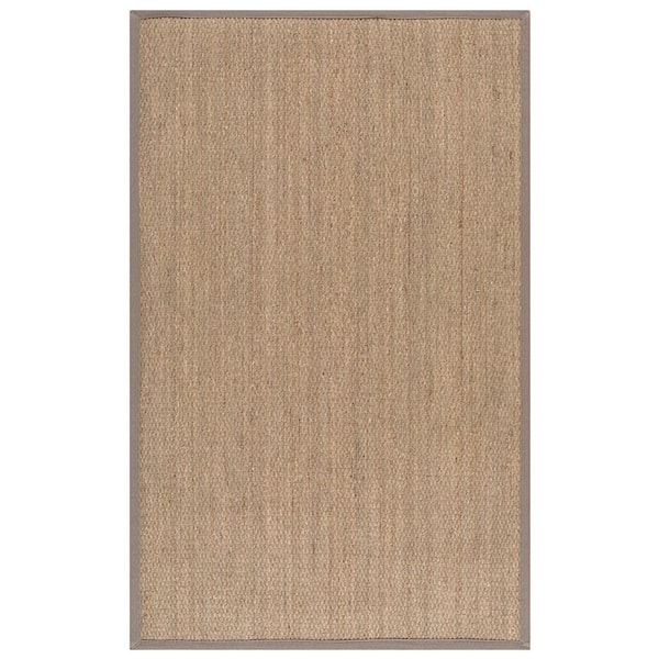 Natural Fiber 3 ft. x 5 ft. Natural/Gray Abstract Solid Border Area Rug