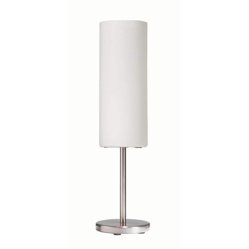 18 in. H 1-Light Satin Chrome Table Lamp with Glass Shade