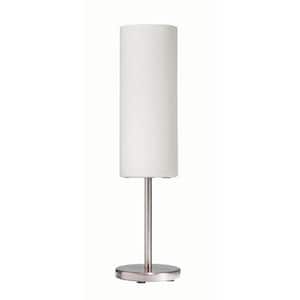 18 in. H 1-Light Satin Chrome Table Lamp with Glass Shade
