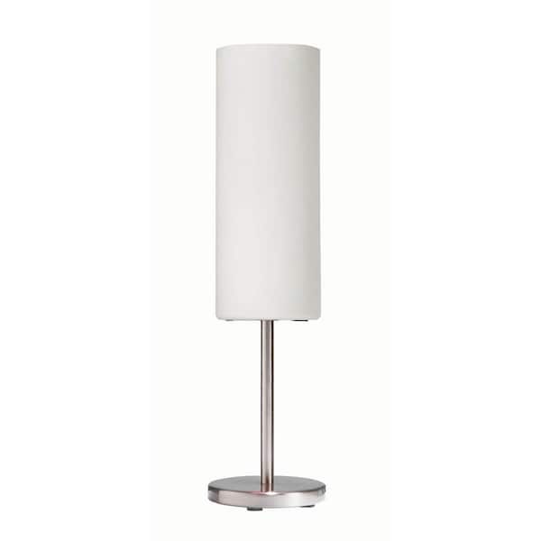 Dainolite 18 in. H 1-Light Satin Chrome Table Lamp with Glass Shade