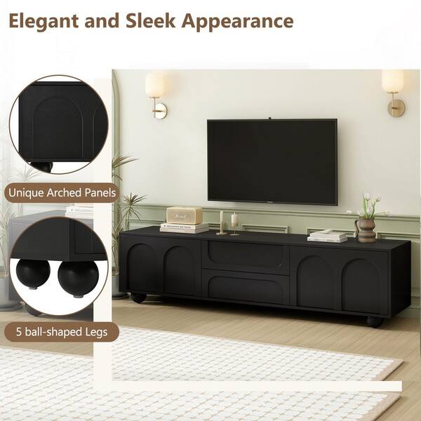 T.V Nestfair 69.6 in. Black TV Stand Fits TVs up to 75 in. with