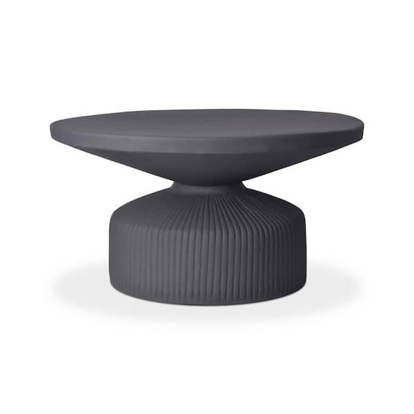 NADAAL STUDIOS Adrian 30 in. x 30 in. x 15 in. Black Round Metal Coffee Table