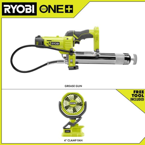 ONE+ 18V Cordless Grease Gun with ONE+ 18V Cordless 4 in. Clamp Fan (Tools Only)