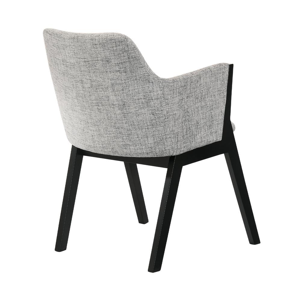 Set of 2 Gray Fabric and Black Wood Dining Chairs