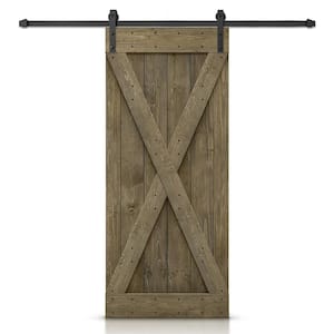 22 in. x 84 in. X  Aged Barrel Stained DIY Wood Interior Sliding Barn Door with Hardware Kit