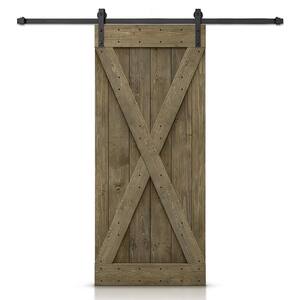 26 in. x 84 in. X  Aged Barrel Stained DIY Wood Interior Sliding Barn Door with Hardware Kit