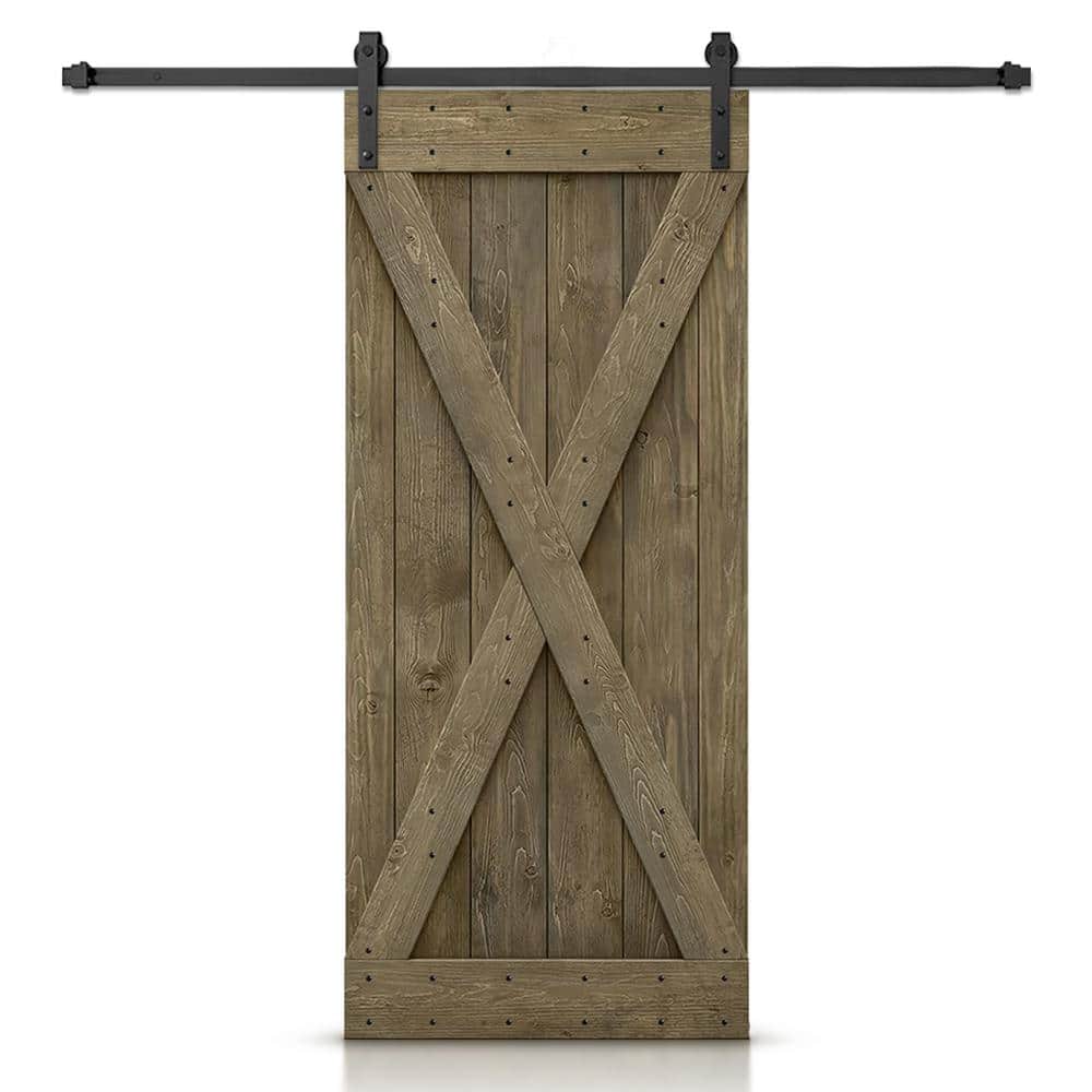 40 in. x 84 in. X Aged Barrel Stained DIY Wood Interior Sliding Barn Door with Hardware Kit price history on PriceWatchPro