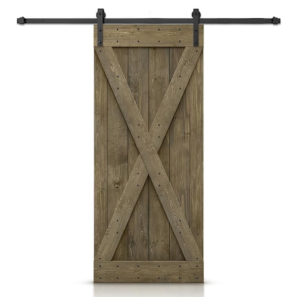 Calhome 40 In X 84 In X Aged Barrel Stained Diy Wood Interior Sliding Barn Door With Hardware