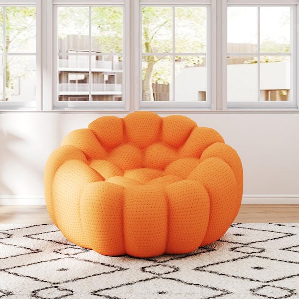 Magic Home Bubble Sofa, Orange Plush Fabric Armless Reading Side