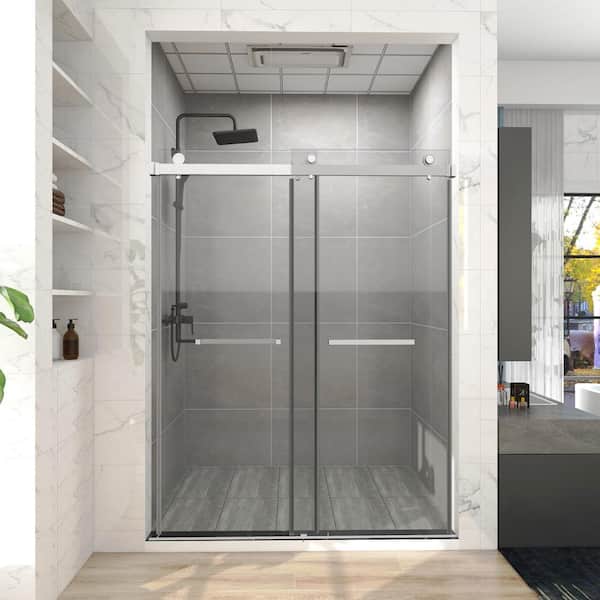 Maincraft 72 in. W x 76 in. H Freestanding Double Sliding Frameless Corner Shower Enclosure in Chrome