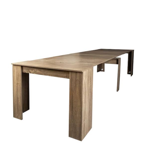 Unbranded 118 in. L Brown Rectangle Multifunctional Extendable Outdoor Dining Table