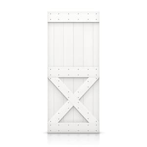 36 in. x 84 in. Mini X Series White Stain DIY Knotty Pine Wood Interior Sliding Barn Door