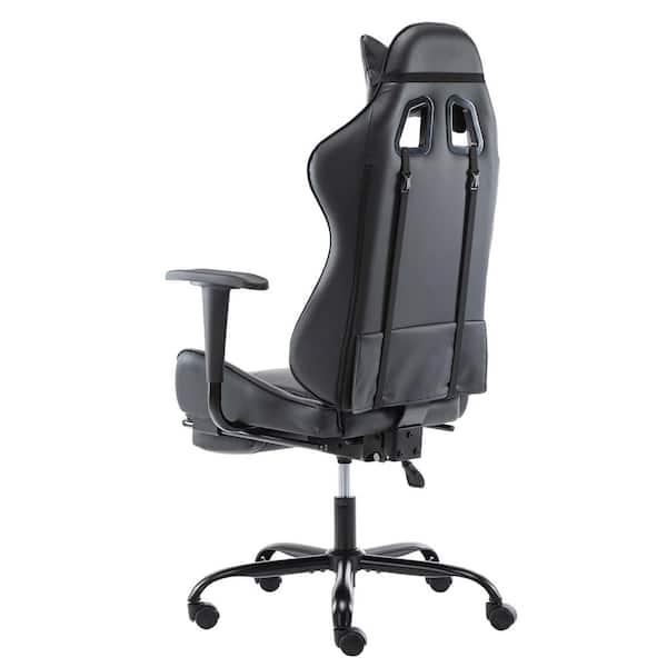 Moustache High-Back Racing Gaming Computer Office Task Chair Black & Gray 