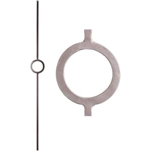 Aalto Modern 44 in. x 0.5 in. Ash Grey Single Ring Hollow Wrought Iron Baluster