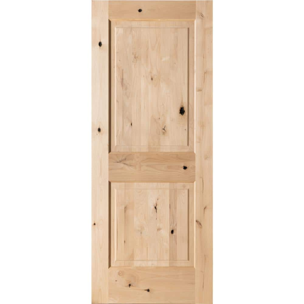 Krosswood Doors 32 in. x 80 in. Rustic Knotty Alder 2-Panel Square Top ...