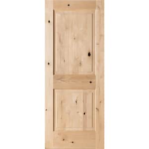 32 in. x 80 in. Rustic Knotty Alder 2-Panel Square Top Solid Wood Stainable Interior Door Slab