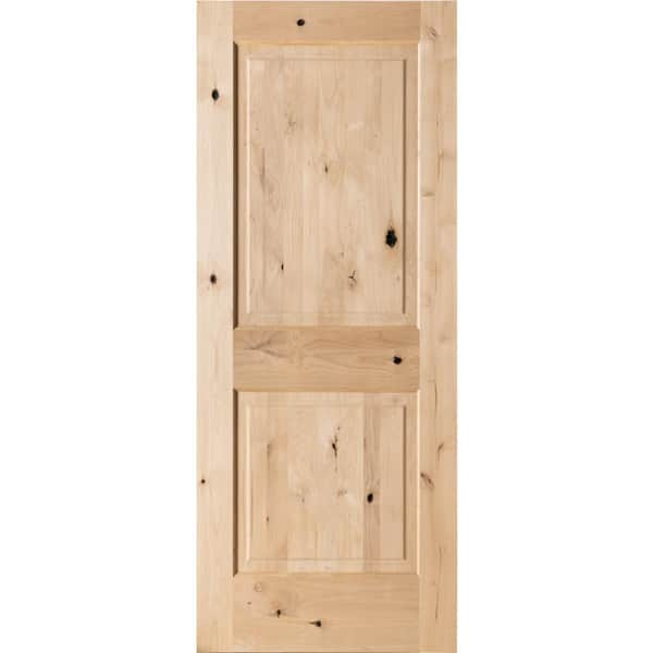 Krosswood Doors 32 In X 80 In Rustic Knotty Alder 2 Panel Square Top Solid Wood Stainable 7118