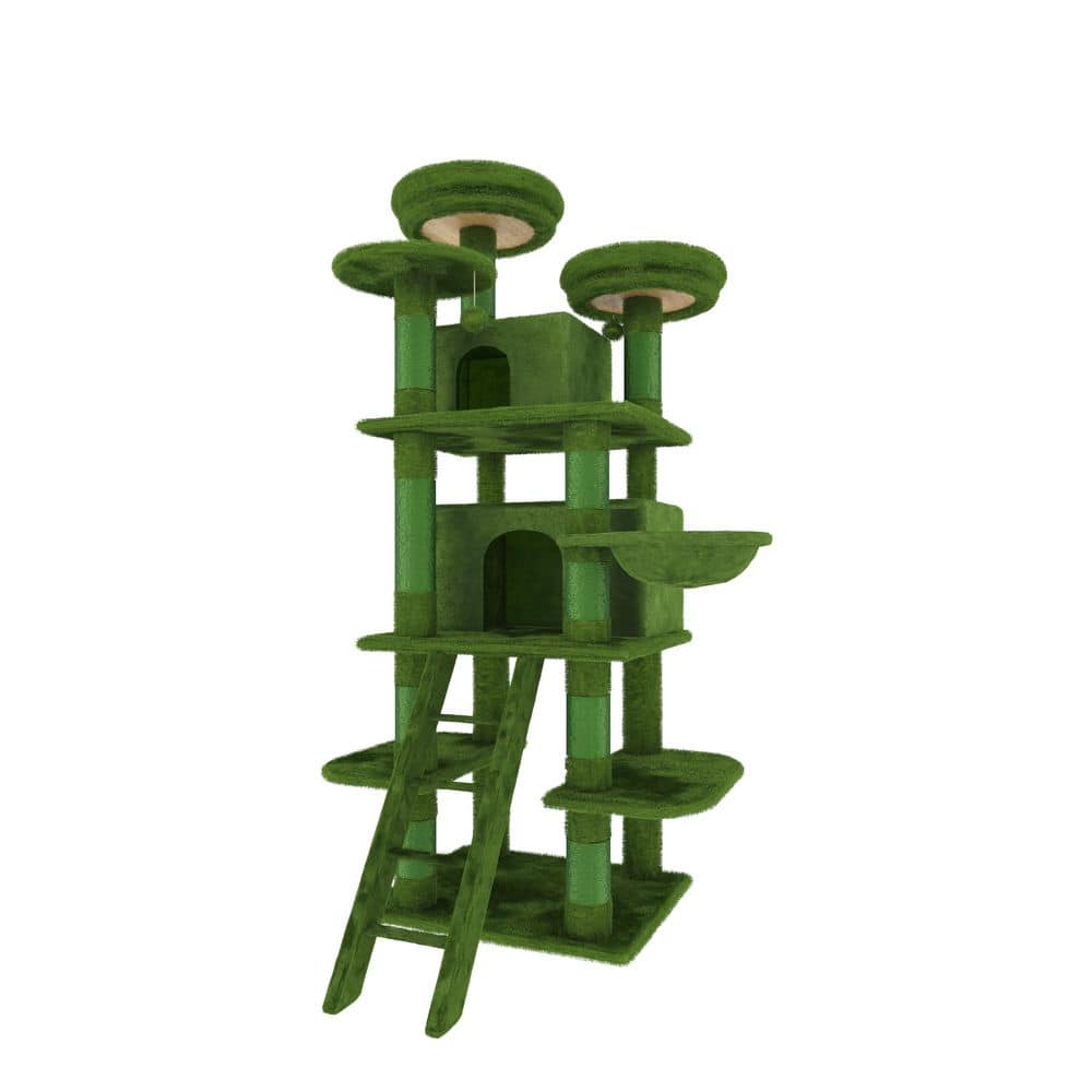 70.87 in Cat Tree W/2 Private Condos, 3 Perches, Hanging Hammock, Skin-Friendly Short Plush, No Sharp Edges price history on PriceWatchPro