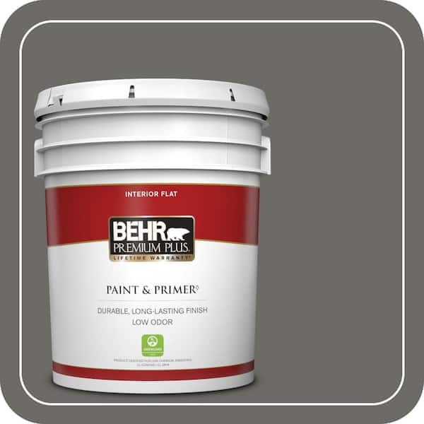 BEHR PREMIUM PLUS 5 gal. #PPU18-18 Mined Coal Flat Low Odor Interior Paint & Primer