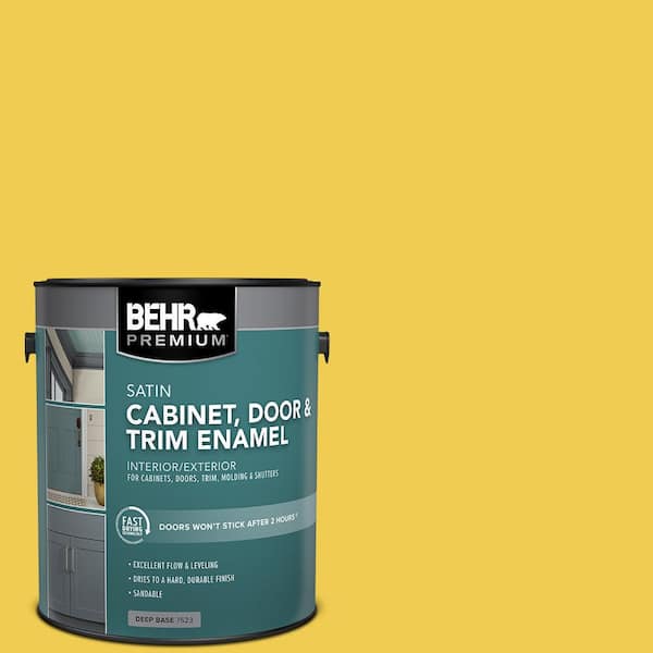 BEHR PREMIUM 1 gal. #P310-6 Radiant Sun Satin Enamel Interior/Exterior Cabinet, Door & Trim Paint