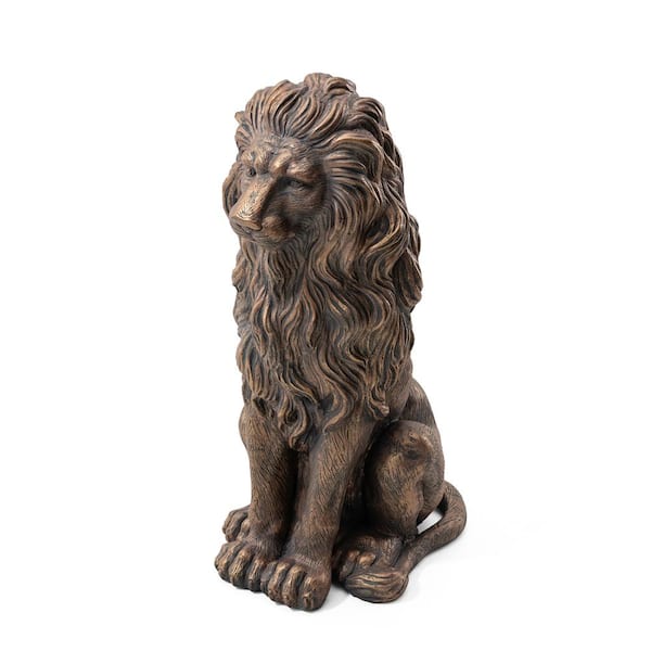 Glitzhome 27.75 in. H Oversized MGO Bronze Sitting Lion