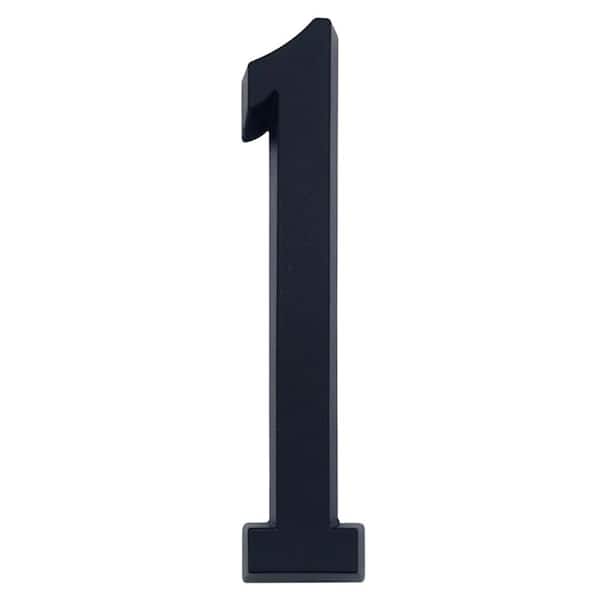 Everbilt 4 in. Flush Mount Matte Black Self-Adhesive House Number 1