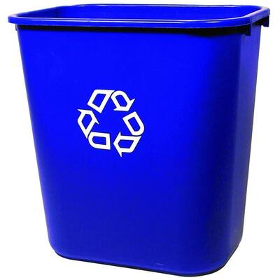 7 Gal. Deskside Recycling Bin with Universal Recycle Symbol in Blue