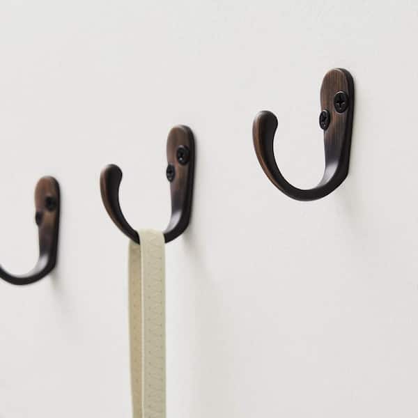 5 Pack Decorative Cast Iron Heavy Duty Double Hooks, Wall Mounted Coat  Hooks, Vintage Inspired (Antique Black) (Modern Type)