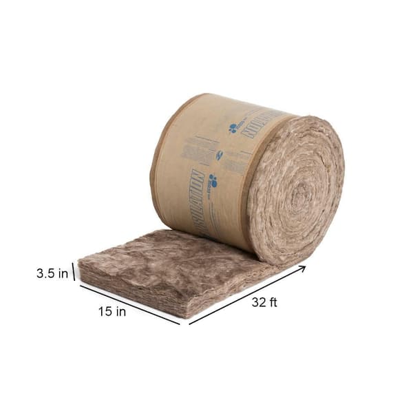 Knauf Insulation R-13 EcoRoll Kraft Faced Fiberglass Insulation Roll 3-1/2  in. x 15 in. x 32 ft. 524187/817229 - The Home Depot