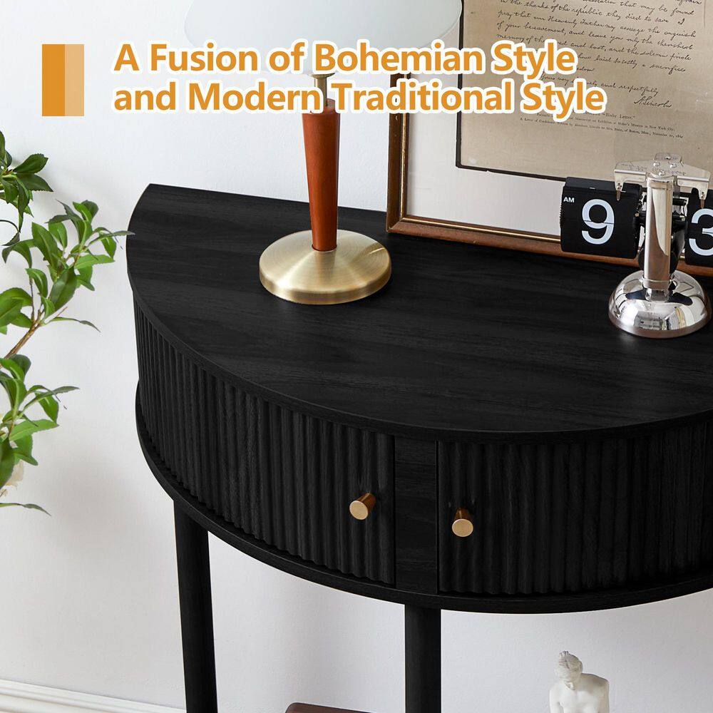 14.37 in. Natural Semi-Circle Wood End Table - thumbnail 10
