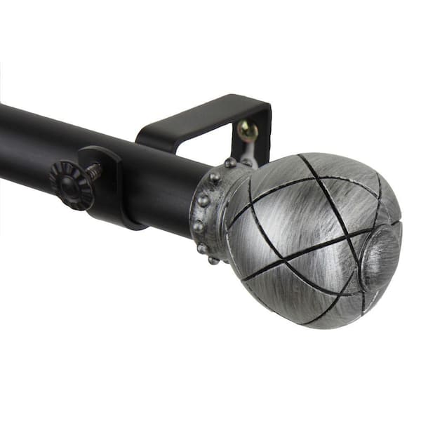 Rod Desyne 48 in. - 84 in. 1 in. Supreme Single Curtain Rod Set in Black