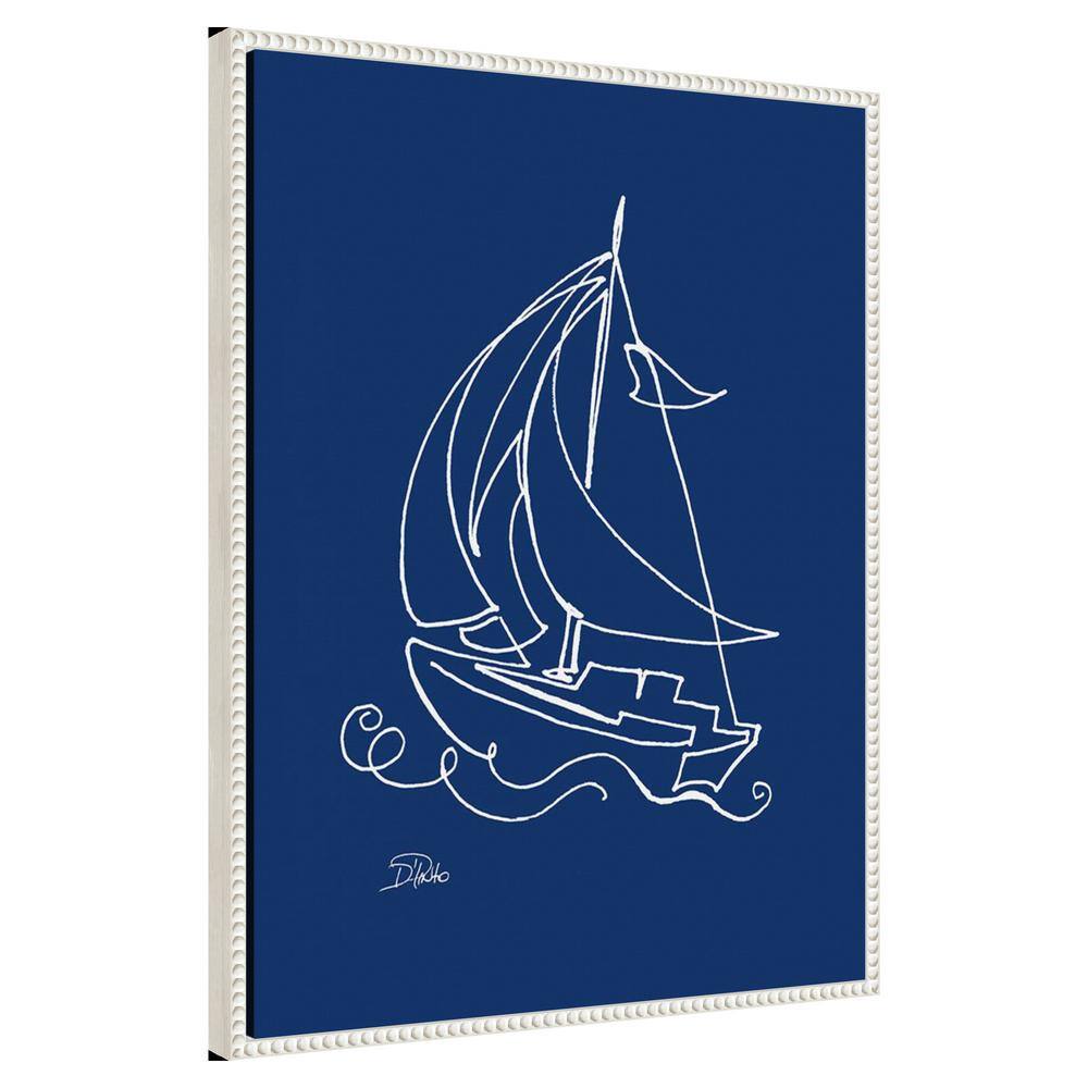 Blue Nautical Sailboat Canvas Print with Beaded Frame