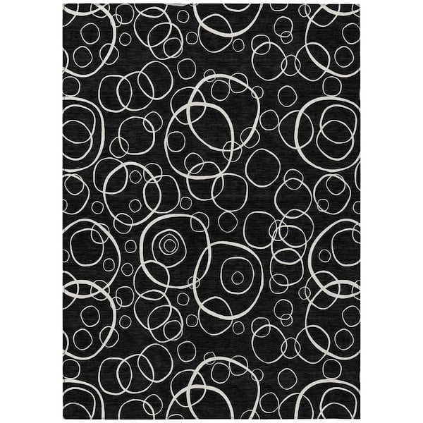Chantille Machine Washable Indoor/Outdoor Abstract ACN2407 Black 3 ft. x 4 ft. Area Rug
