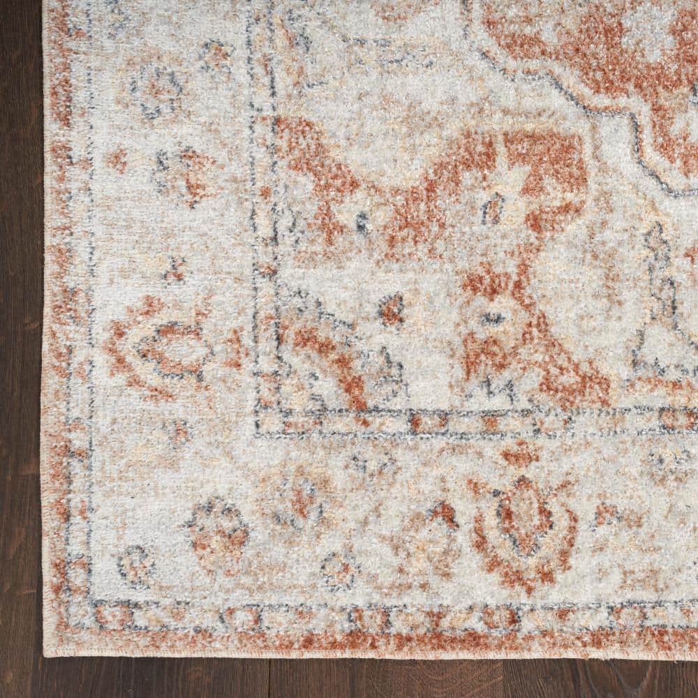 Gold Multicolor Flat Woven Synthetic Medallion Runner Rug