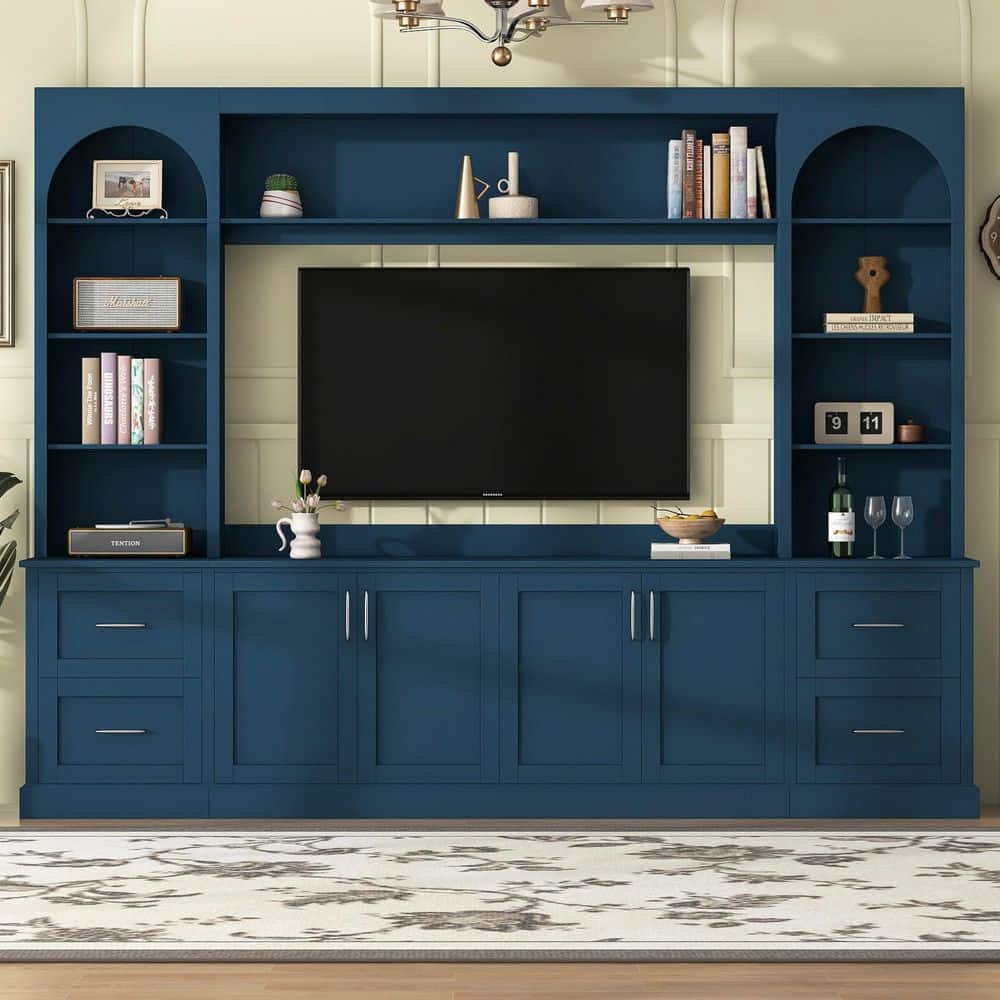 Blue TV Stand Fits TV's up to 65 with Drawers,Cable Holes,Adjustable Shelves price history on PriceWatchPro